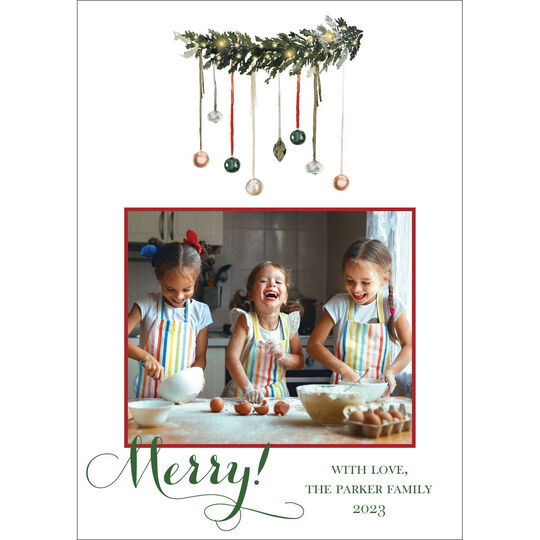 Merry Ornaments Flat Holiday Photo Cards